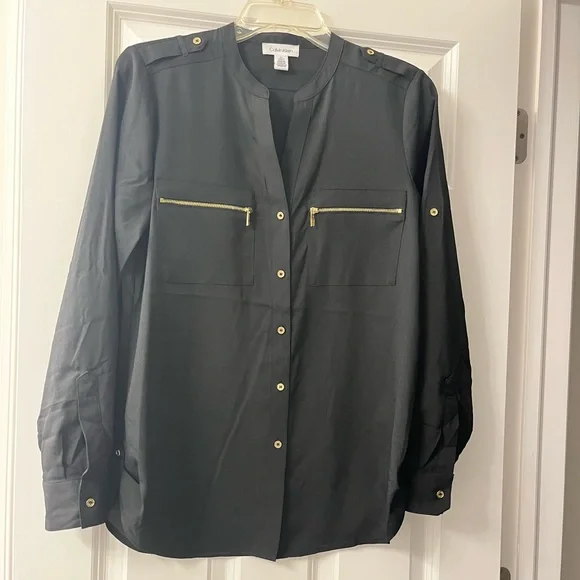 Calvin Klein | Tops | Calvin Klein Size Small Black Dress Shirt With Gold Accents | Poshmark Calvin Klein | Tops | Calvin Klein Size Small Black Dress Shirt With Gold Accents | Poshmark